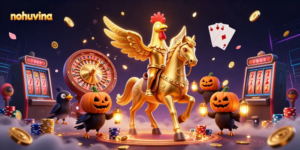 Experience thrilling gameplay with nohuvina at a vibrant casino featuring golden roosters and dynamic gaming elements.