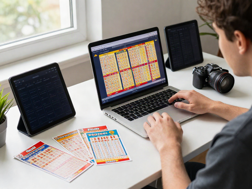 Engaged user experiencing unsurtoto online Togel games in a vibrant home office.