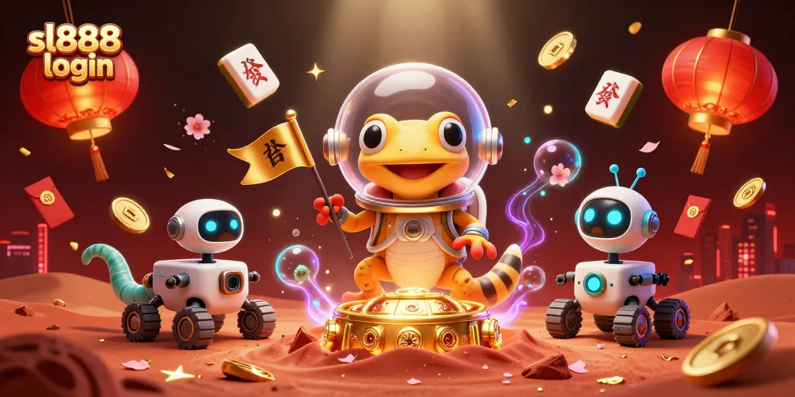 Engage in sl888 login at a vibrant virtual casino scene with alien characters celebrating jackpot wins.