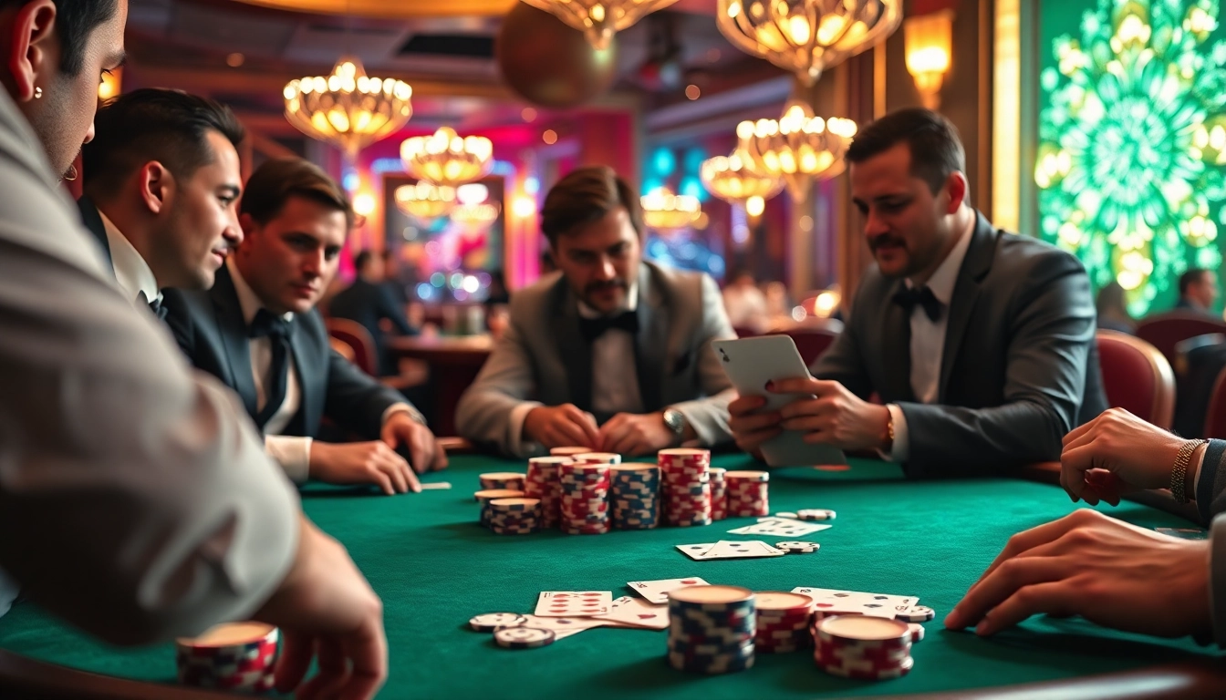 Experience the thrill of poker 88 with professional players at an elegant casino setting.