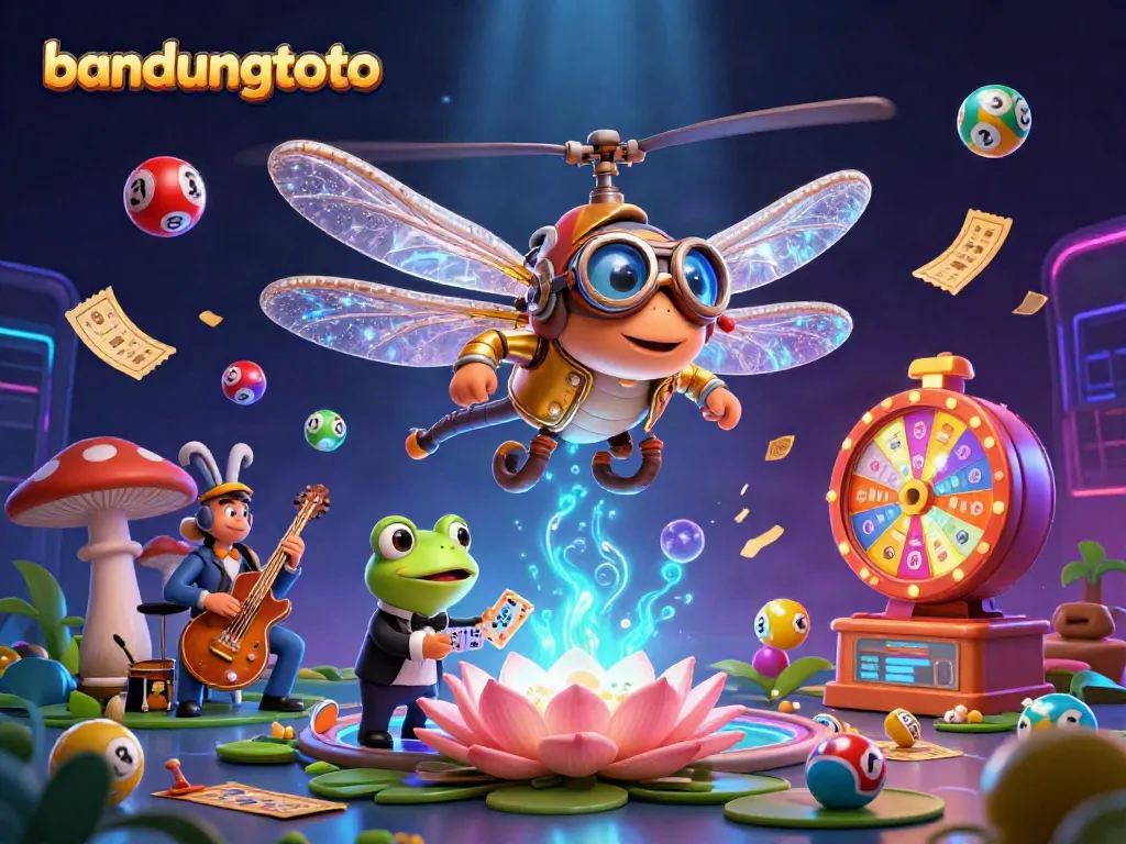 Engage with exciting bandungtoto experiences at a vibrant lily pad casino with colorful elements.