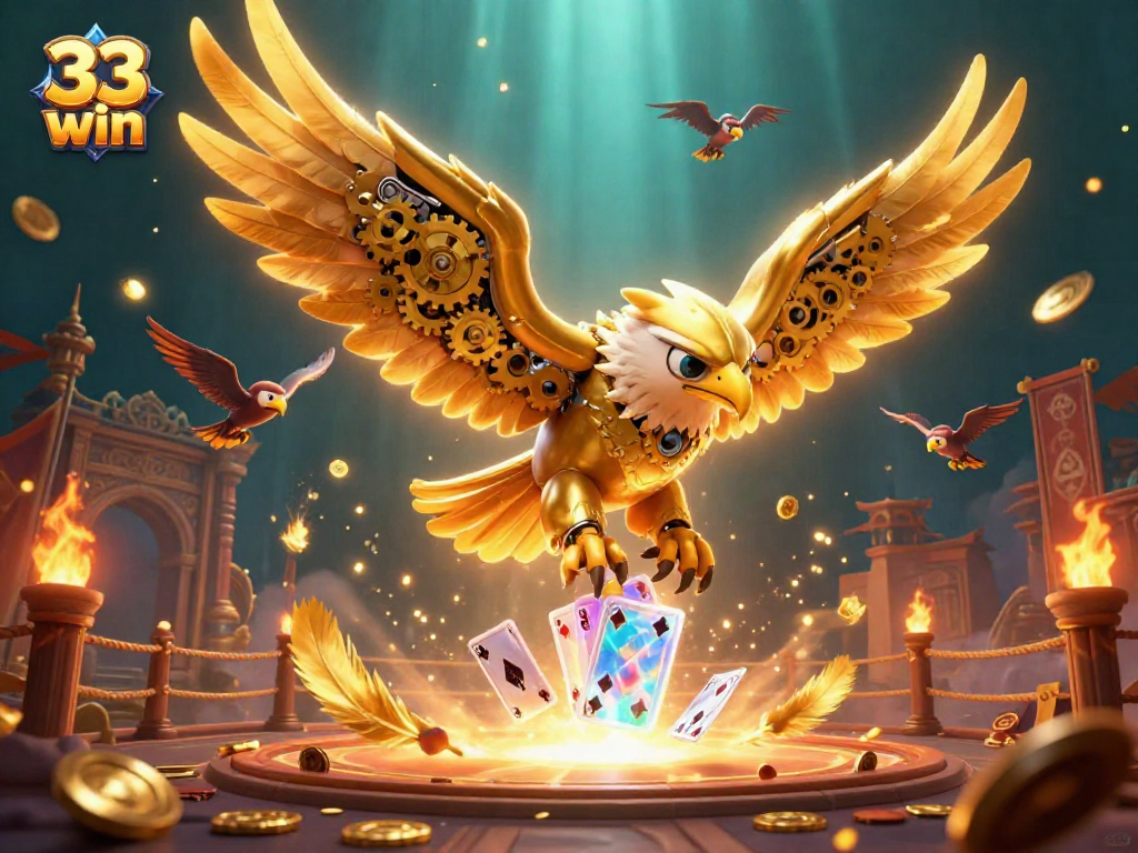Engage in thrilling gameplay with 33 win in this dynamic 3D casino scene featuring vibrant characters and striking visuals.