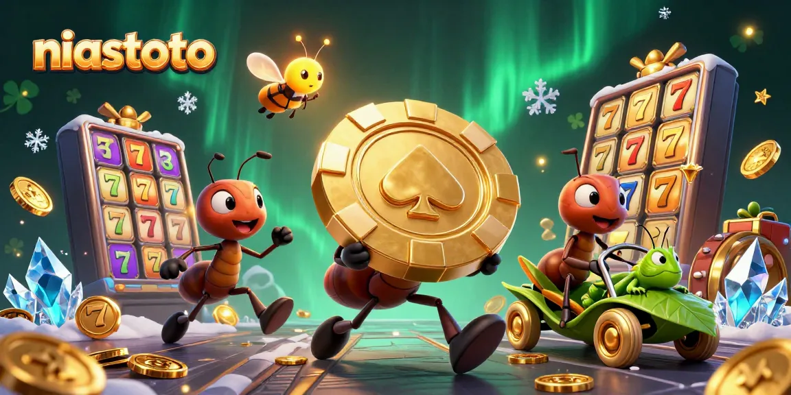 Engage with the thrilling heist of the niastoto team of ants in a vibrant, dynamic casino scene.