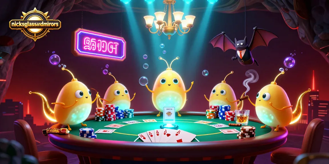 Experience thrilling poker gameplay in the vibrant nicksglassandmirrors casino scene with glowworms lighting.