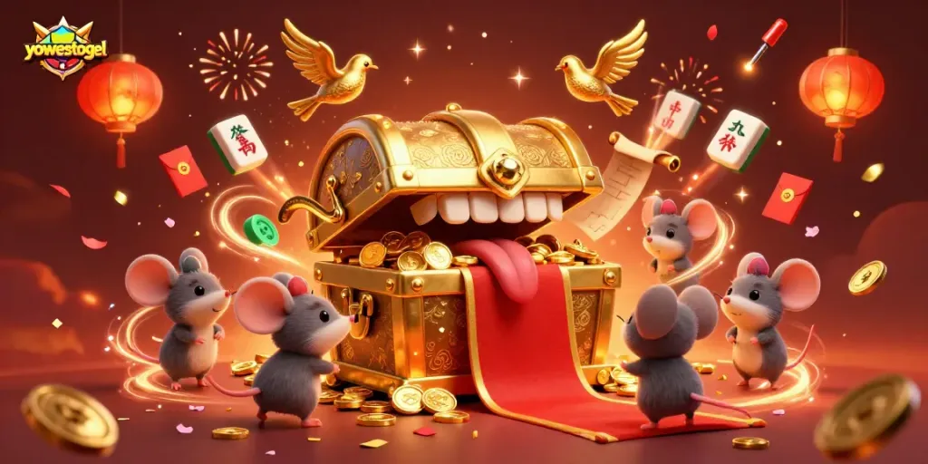 Engage with yowestogel while adventurer mice explore a treasure-filled casino scene.