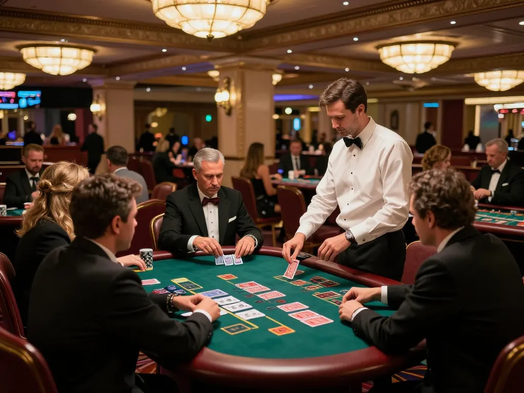 Experience exciting gameplay at open88k with intense blackjack sessions in a glamorous casino setting.