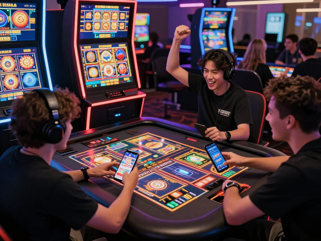 Pengguna jandaslot88 tengah menikmati permainan slot online dengan suasana ceria dan perangkat gaming.