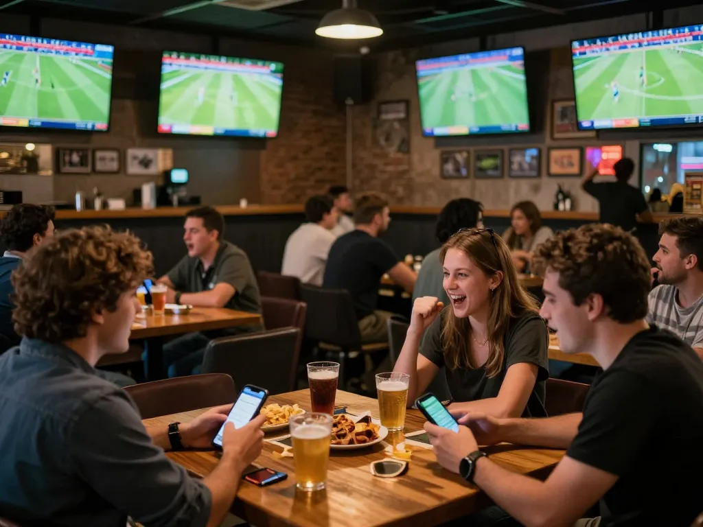 View of sports fans engaging and betting on Cakhia TV during live matches.