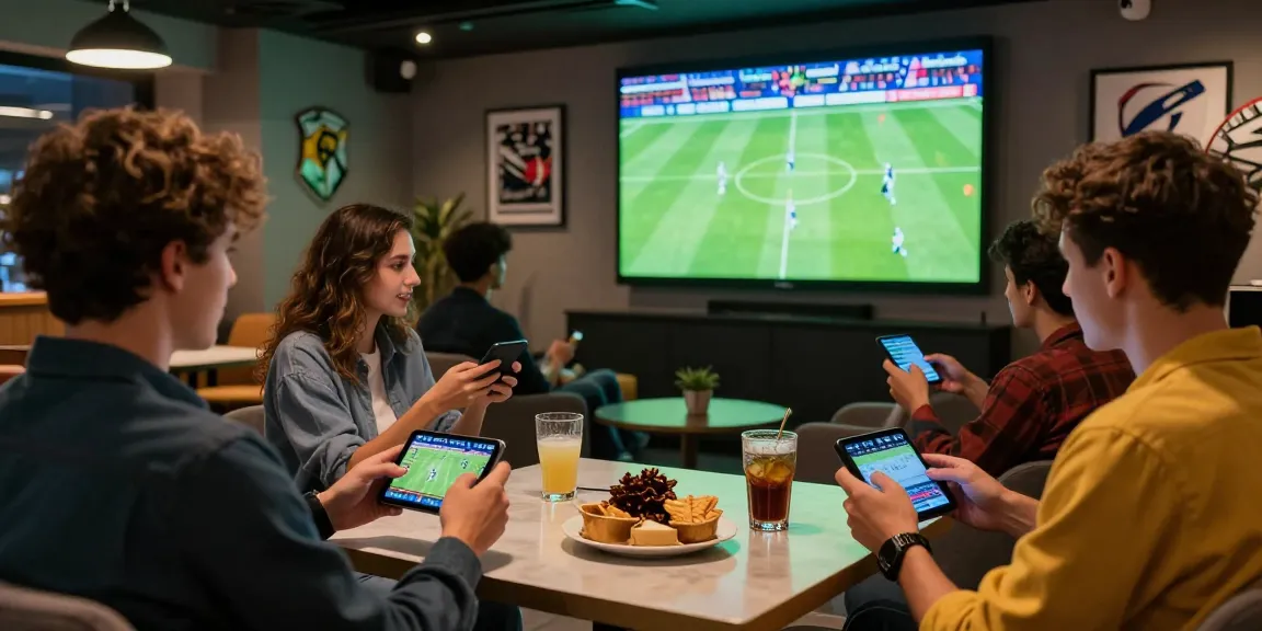 Friends enjoying thể thao au88 sports betting in a lively lounge atmosphere