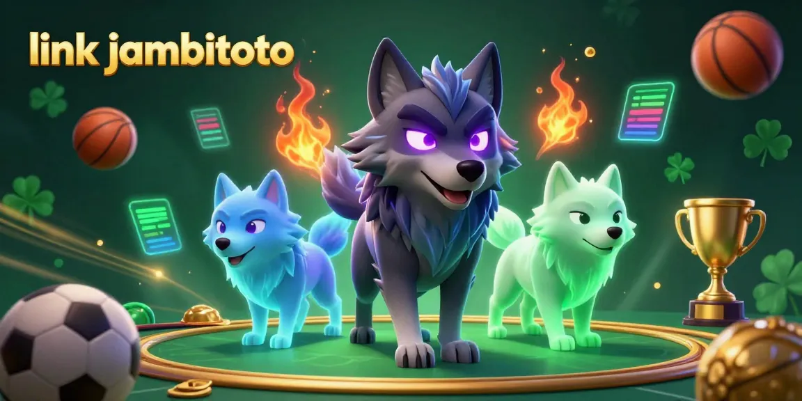 Join the excitement of gambling with link jambitoto in this dynamic 3D illustration featuring wolf characters and sports elements.