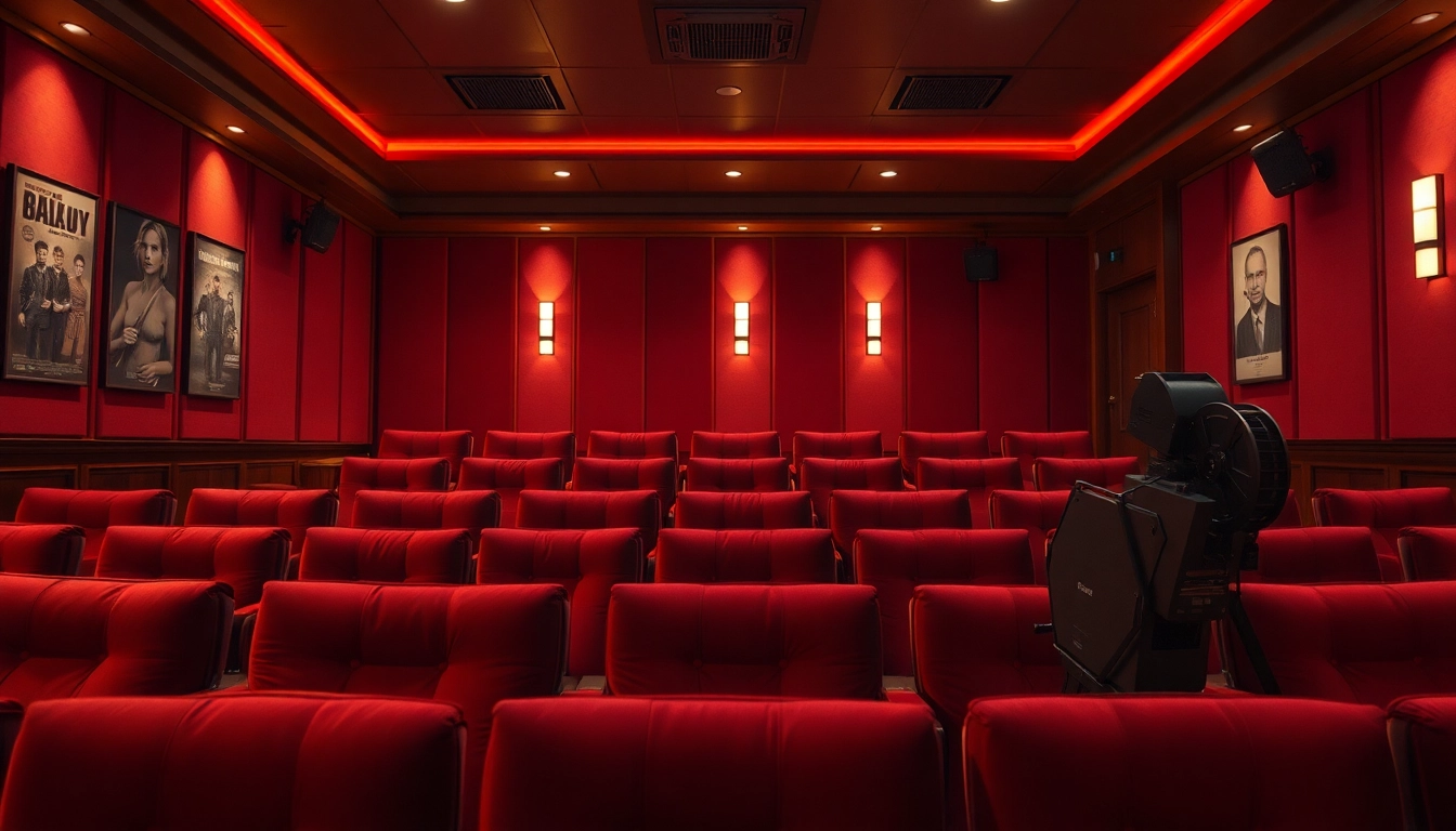 Menggambarkan film semi jepang di bioskop nyaman dengan pencahayaan lembut.