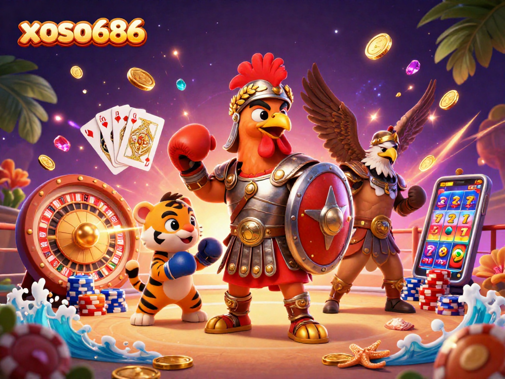 Experience thrilling cockfighting and casino action with xoso686 in this captivating 3D scene.