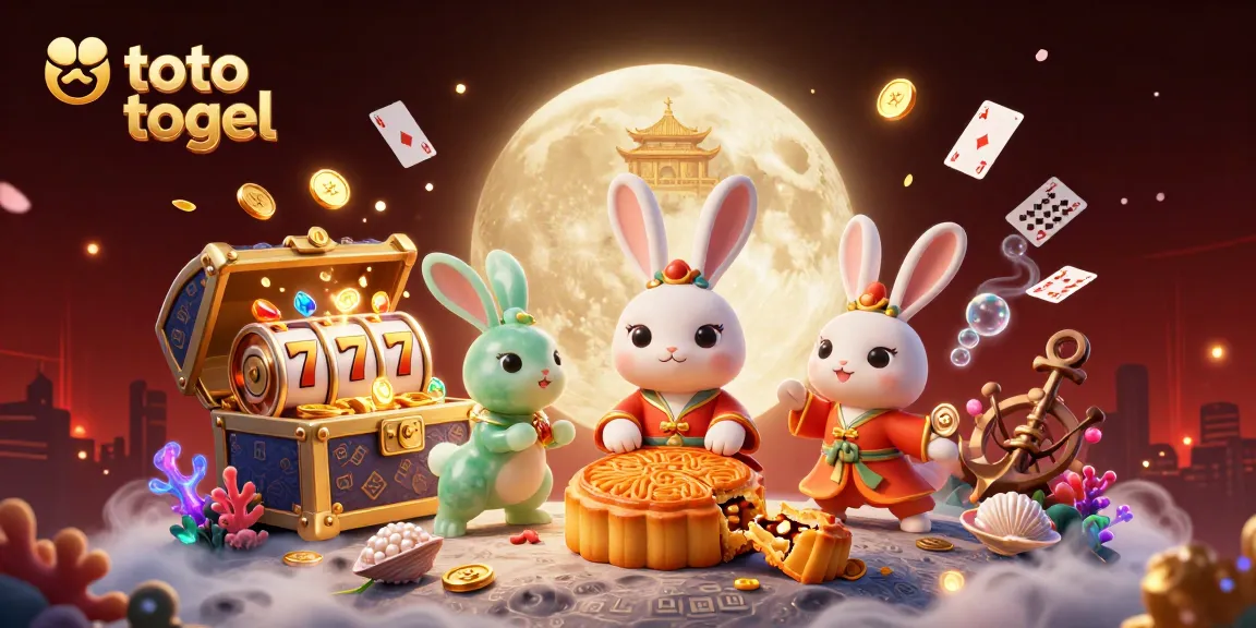 Taruhan toto togel yang menarik dengan ilustrasi kelinci bulan dan slot yang menyenangkan.