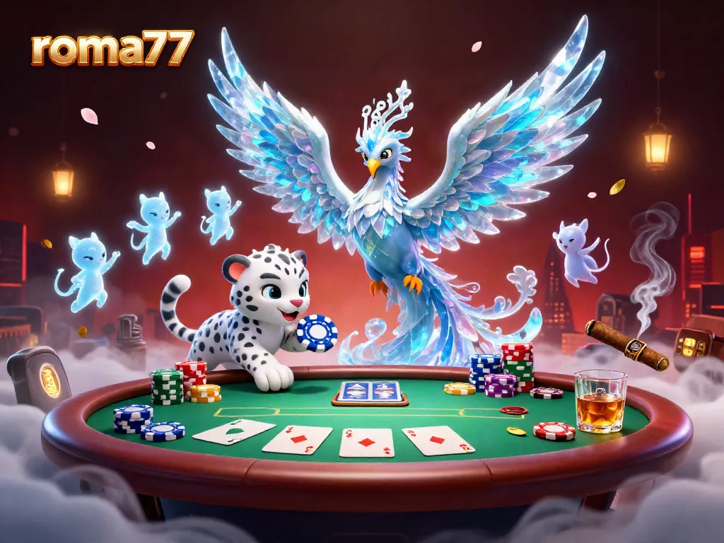Menangkan permainan poker dengan roma77 di ruangan casino digital yang penuh warna.