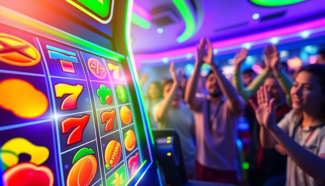 Exciting online slot gacor gaming scene with animated reels and vibrant players.