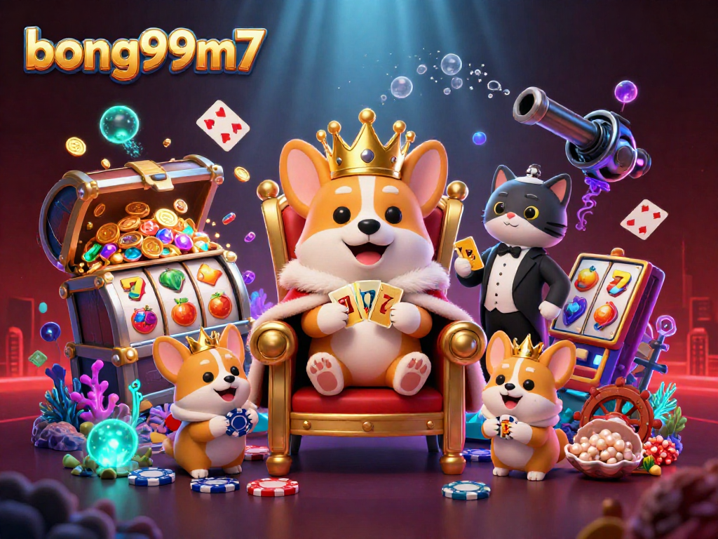 Engage in exciting gameplay at bong99m7 with vibrant slot symbols and lively characters in an online casino.