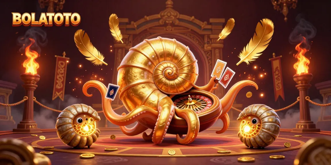 BOLATOTO menampilkan nautilus raksasa yang berputar sambil membagikan kartu di arena pertarungan.
