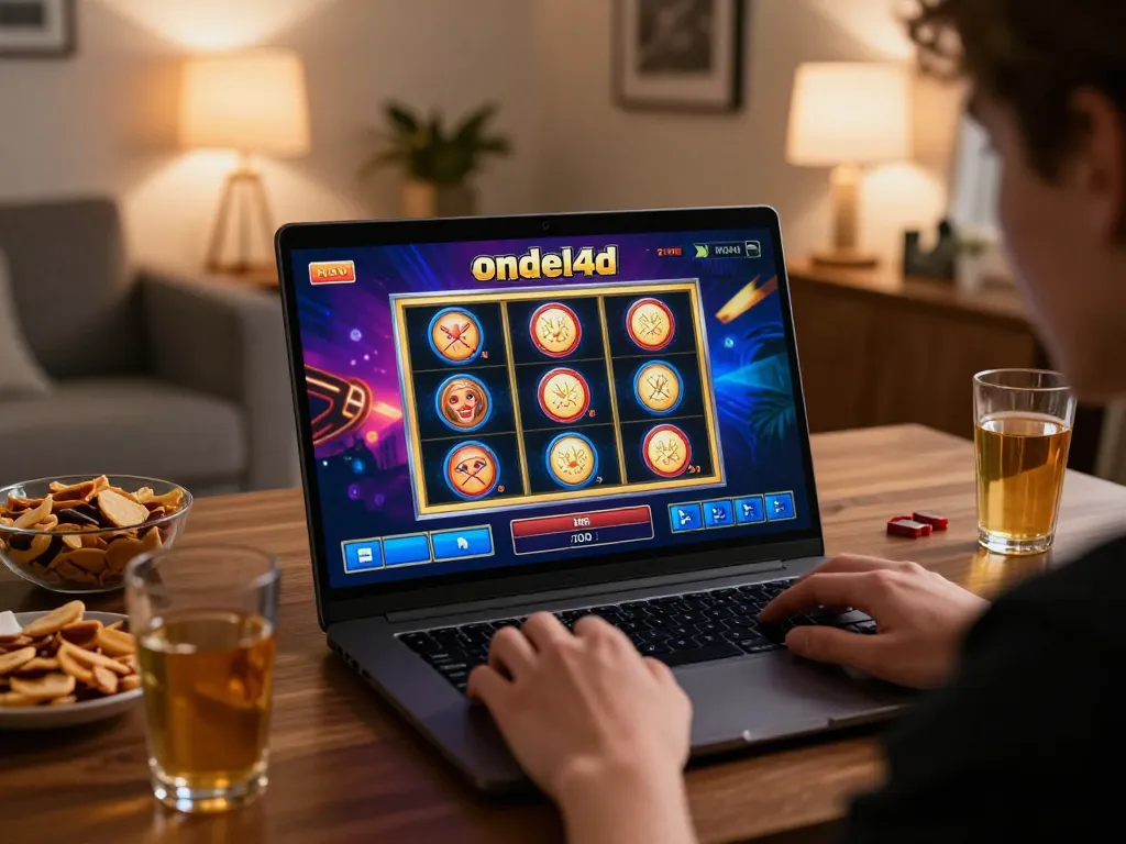 Berpartisipasi dalam permainan slot online ondel4d dengan layar yang cerah dan pengaturan yang nyaman