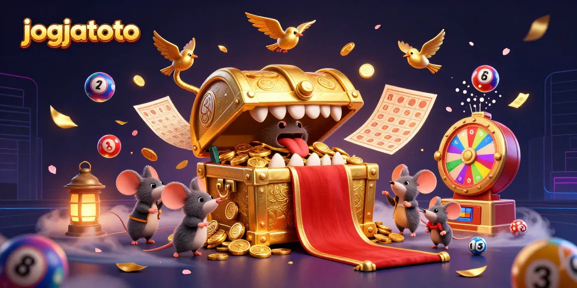 Engage with the exciting world of jogjatoto as golden treasure chests entice adventurer mice amidst colorful lottery elements.