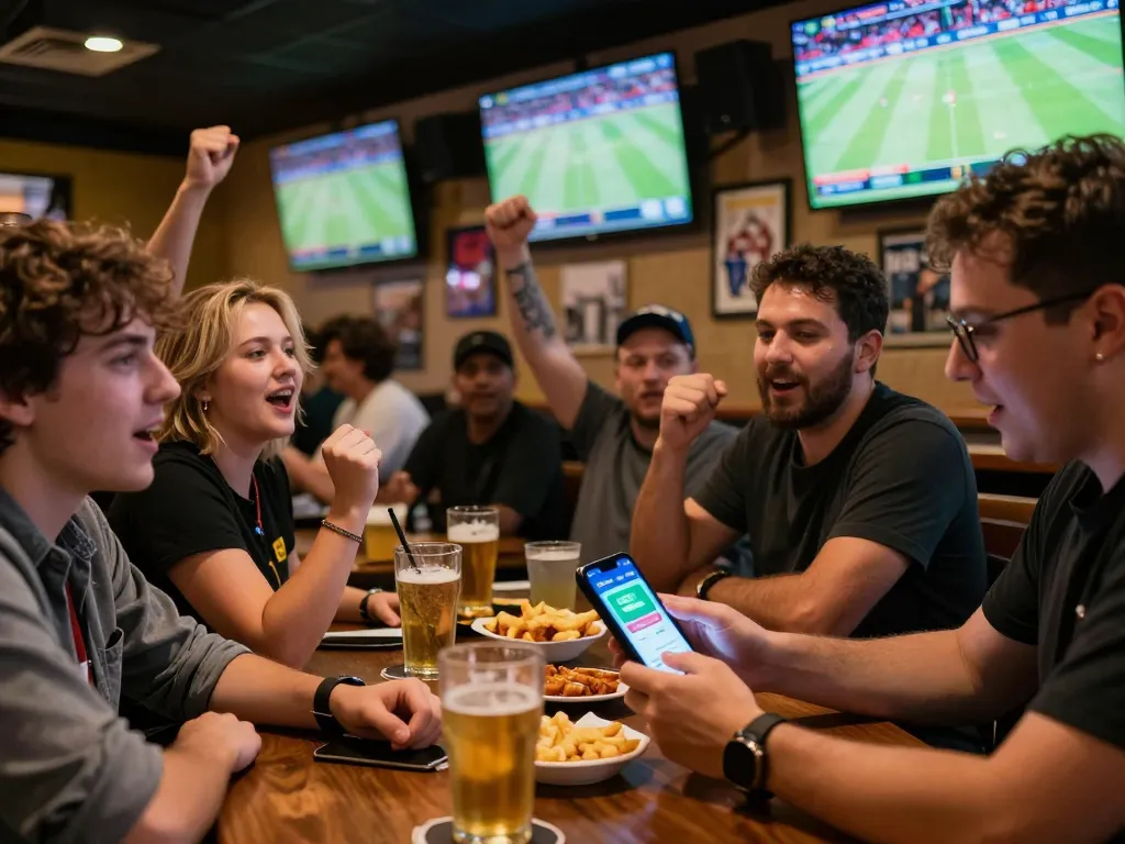 Engage with 90Phut TV while placing live sports bets in an energetic sports bar atmosphere