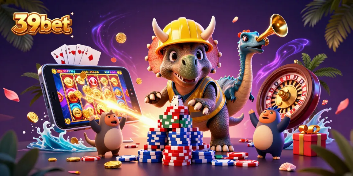 Experience the excitement at 39bet with a vibrant 3D casino illustration full of action!