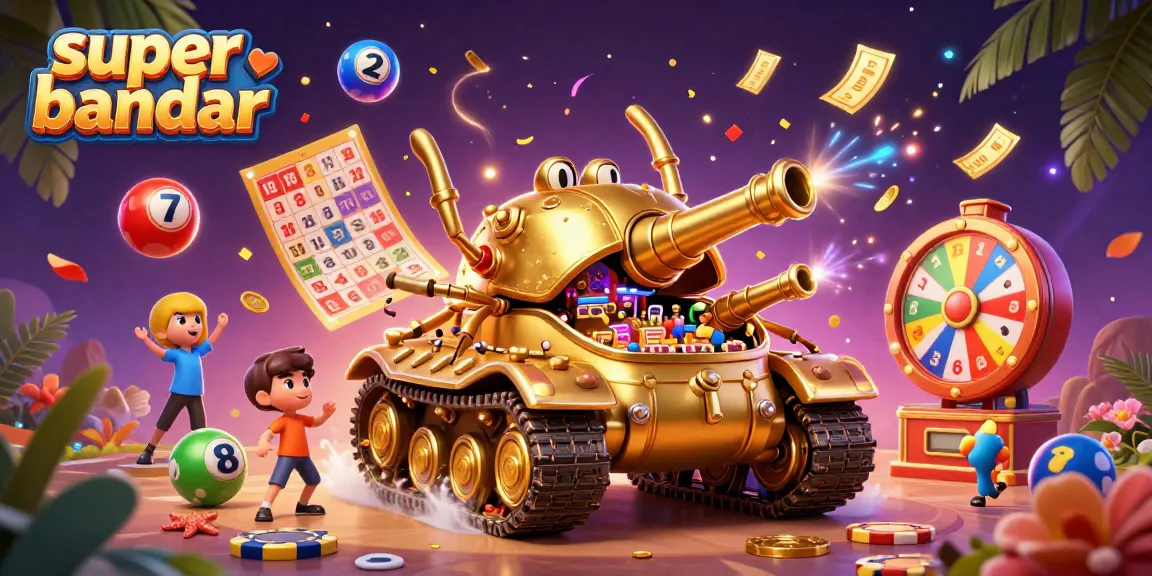 Memenangkan permainan slot super bandar dengan tank emas yang menarik perhatian dan petunjuk berwarna-warni.
